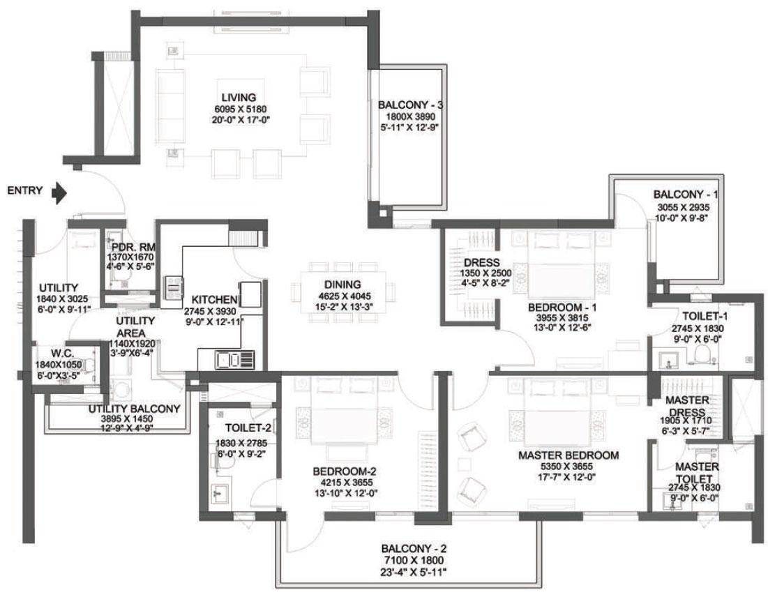 WT-03, WT-07 (3 BHK + Utility)