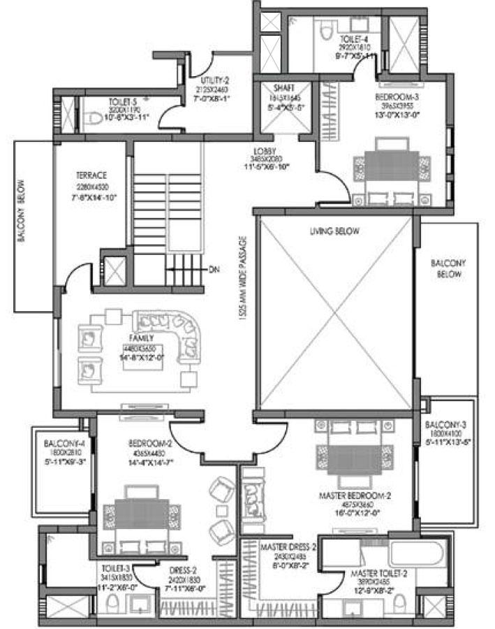 Straight Dupex UpperUnit 2  Typical Upper Level Plan Duplex Slabs - S3, S9