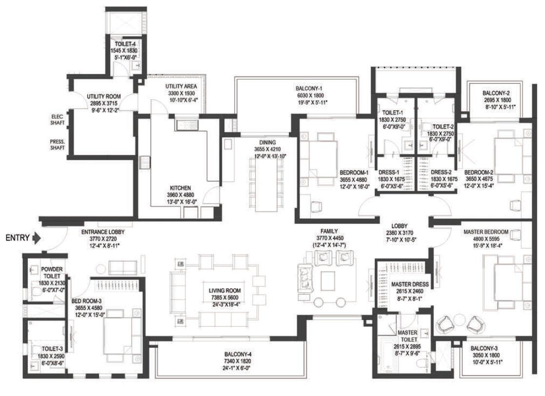 Typical Unit Plan 4 BHK 4th