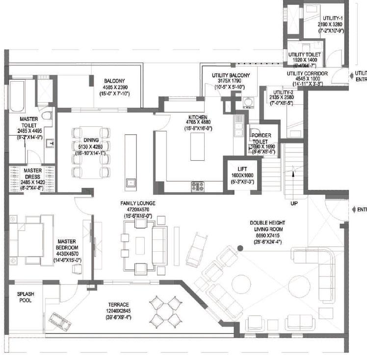 4BHK Penthouse - Lower Level Plan