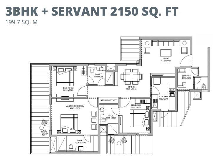 3BHK + Servant