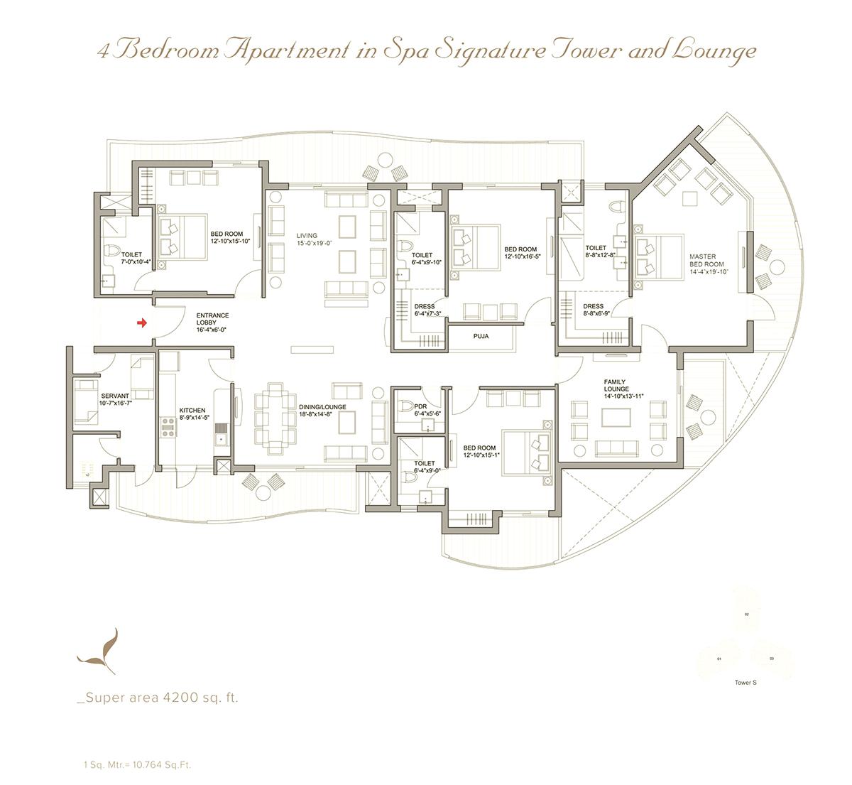 4BHK + Family Lounge + Servant