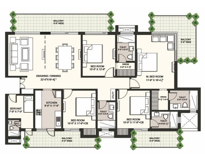 3BHK + 1Room + Utility