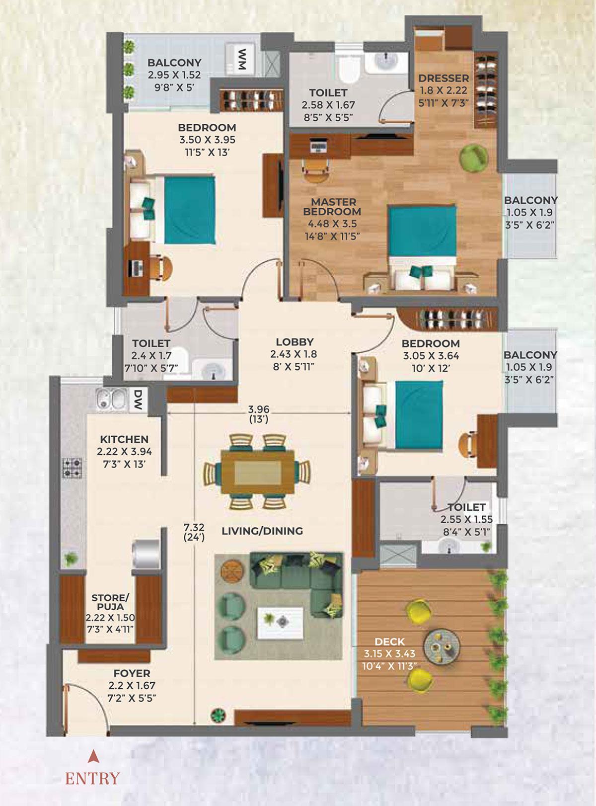 Tulip (+2) 3BHK + 3T