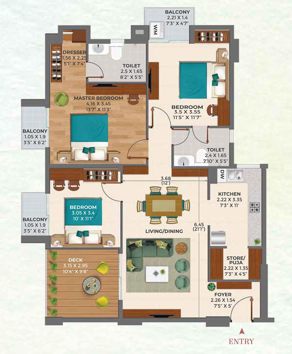 Lavender 2 Premium 3BHK +2T