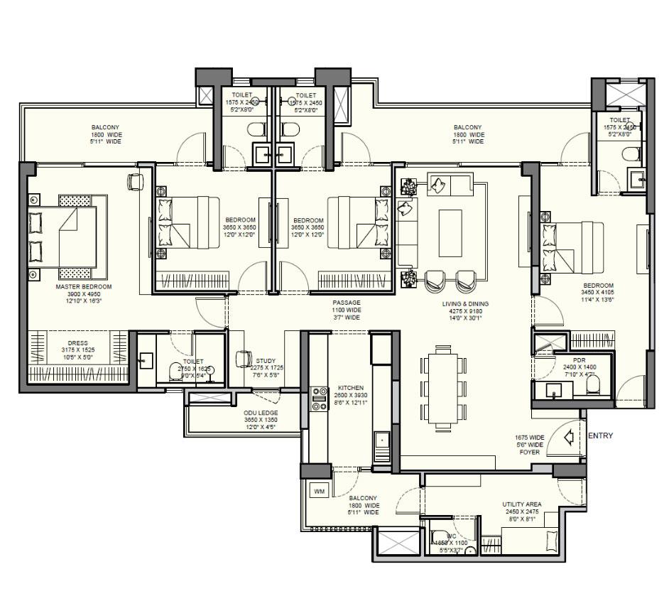 4BHK+ 4T+U-T (TYPE C)