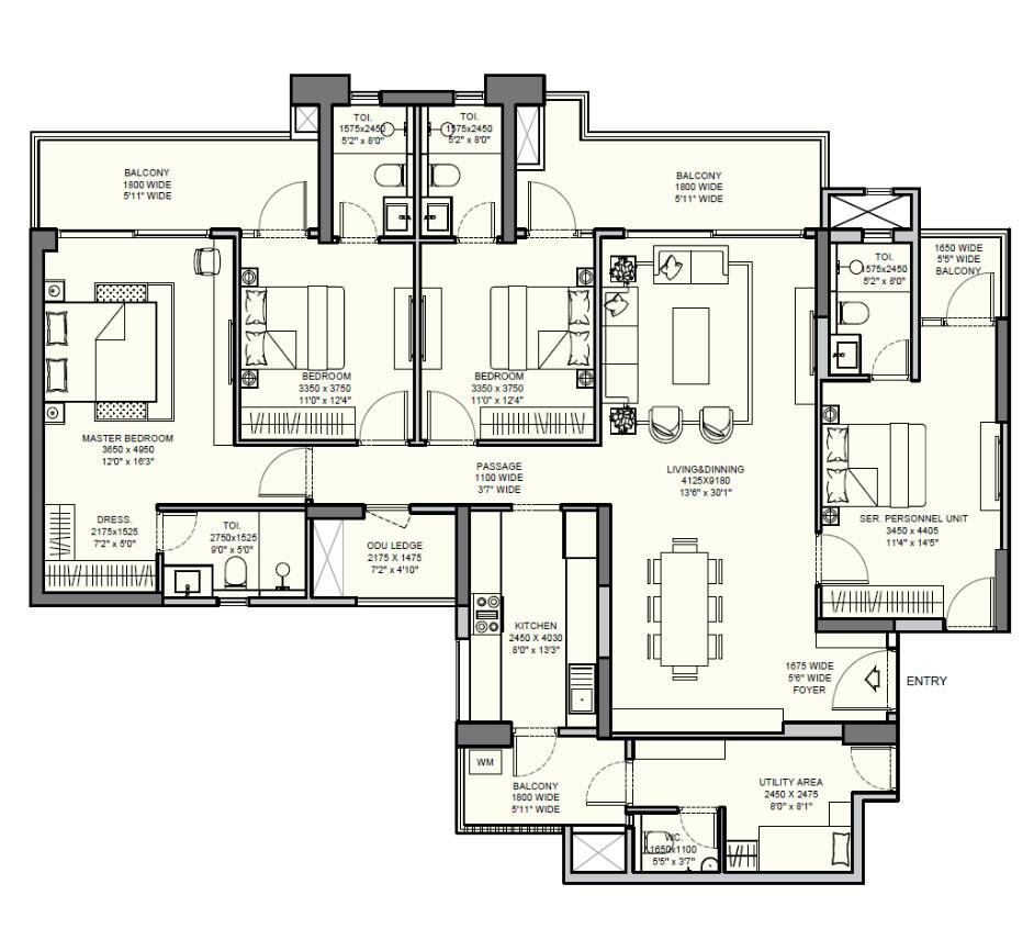 4BHK+ 4T+U-T (TYPE A)*