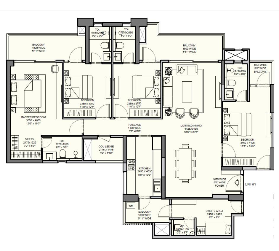 4BHK+ 4T+U-T (TYPE B)