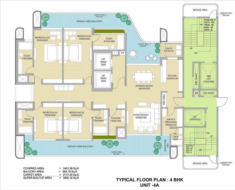4 BHK + Utility + Servant