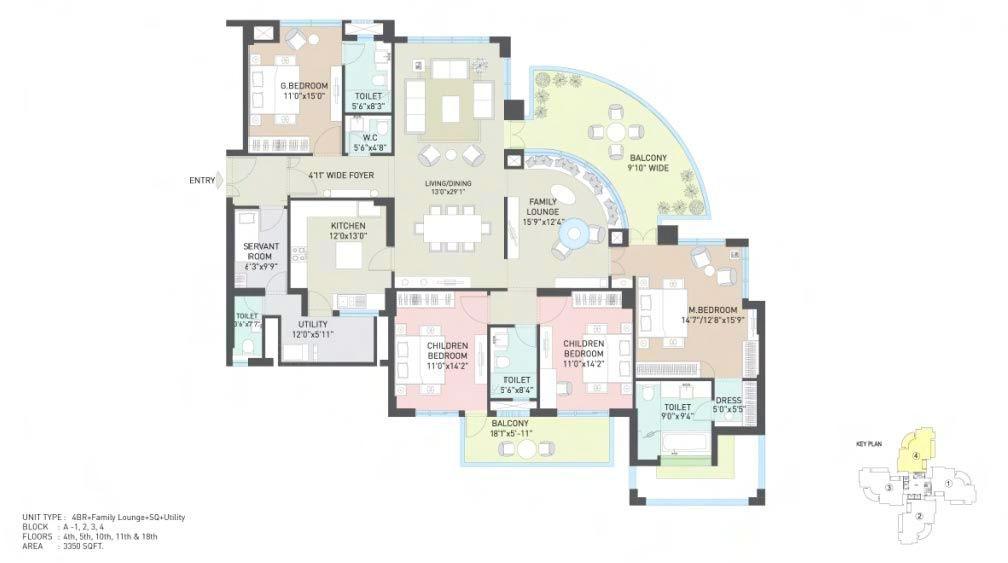 4 BHK + Family Lounge