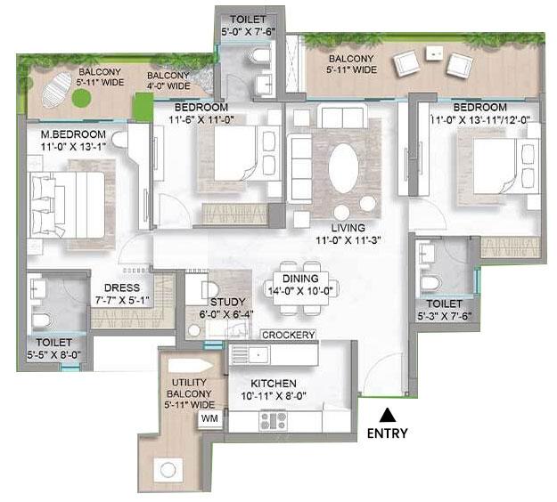Unit Plan - 3.5 BHK