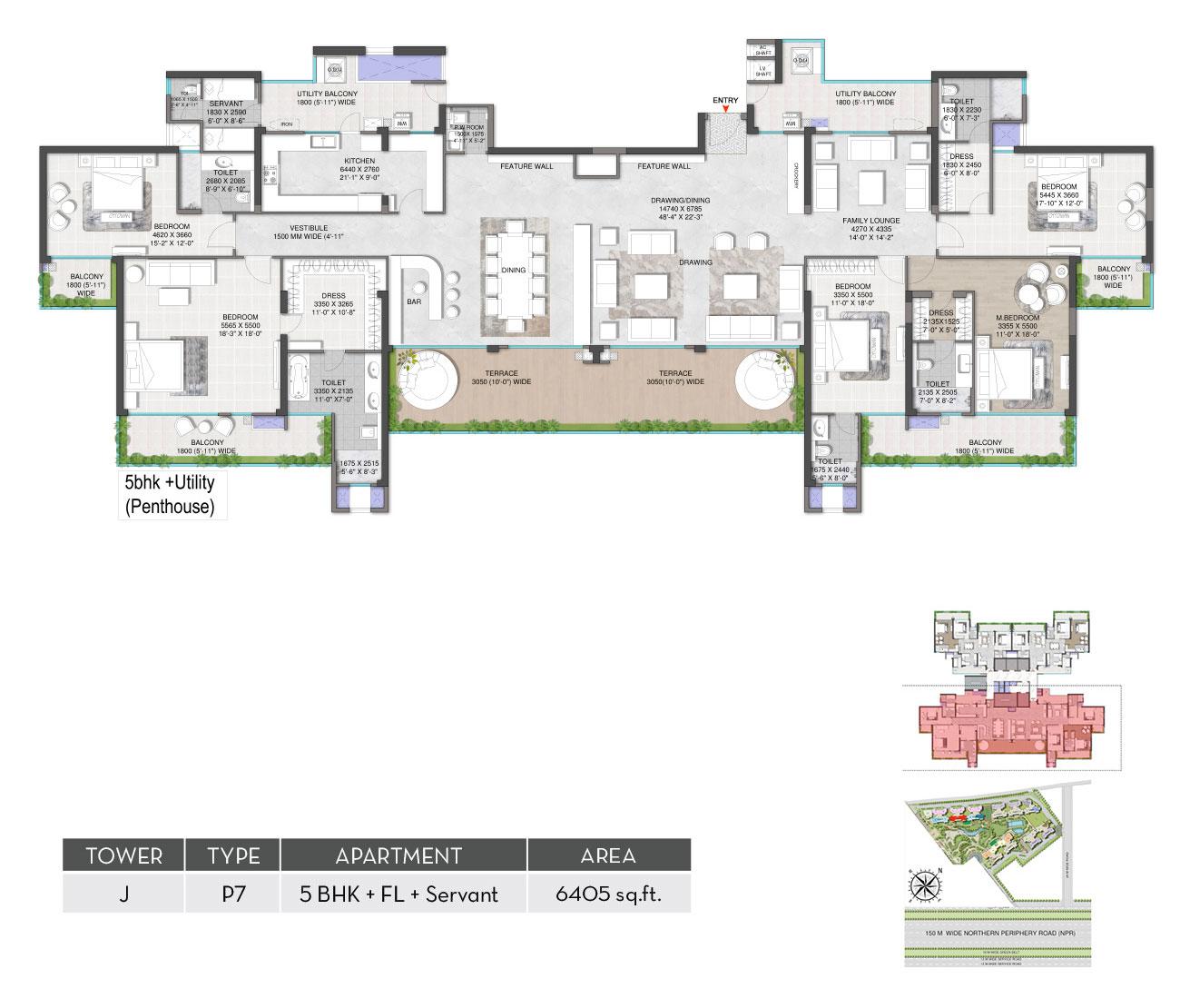 5 BHK + Family Launge + Servant