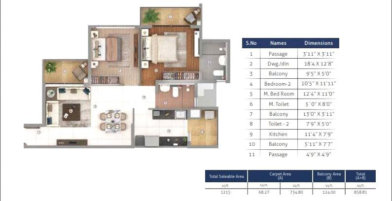 2 BHK- Grande