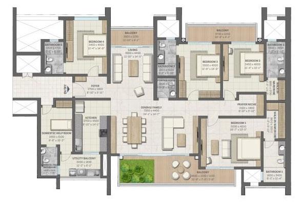 4 BHK + Domestic Help Room