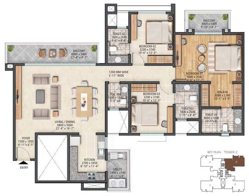 3BHK Premium + Utility Space