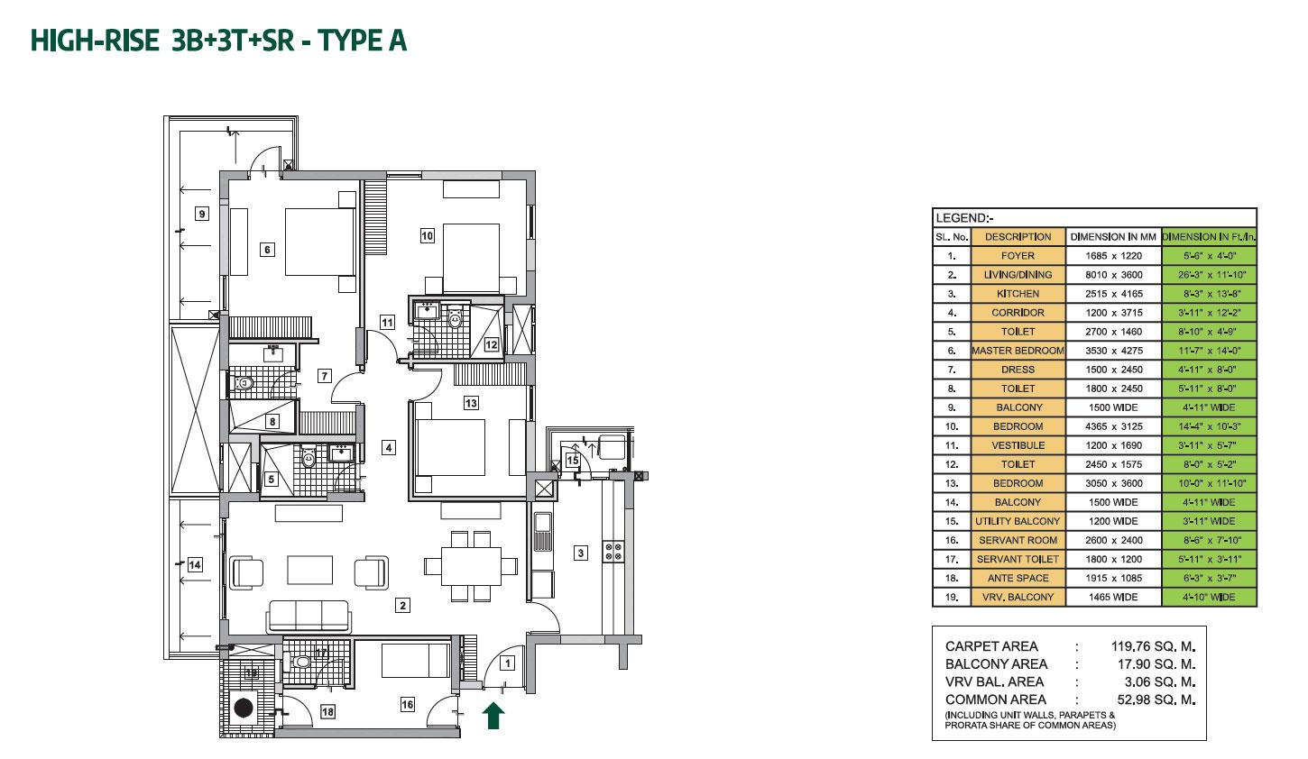 High Rise 3B+3T+SR - Type  A