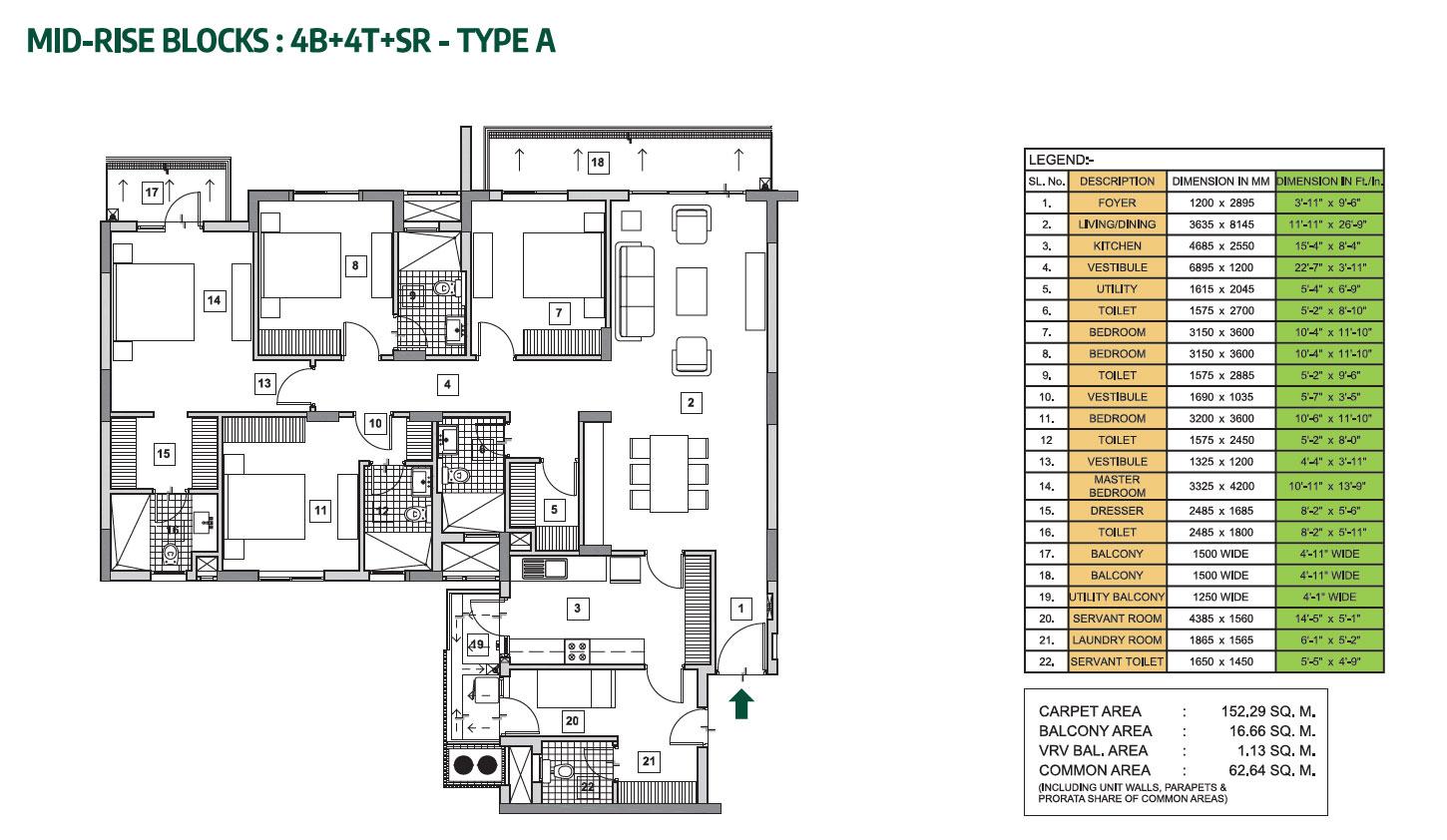 Mid Rise Block : 4B + 4T + SE - Type A